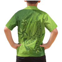 Green Gradient Polynesia Family Matching Mermaid Dress and Hawaiian Shirt Hawaiian Tribal Hammerhead Shark Tattoo LT14 - Polynesian Pride