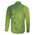 Green Gradient Polynesia Family Matching Off The Shoulder Long Sleeve Dress and Hawaiian Shirt Hawaiian Tribal Hammerhead Shark Tattoo