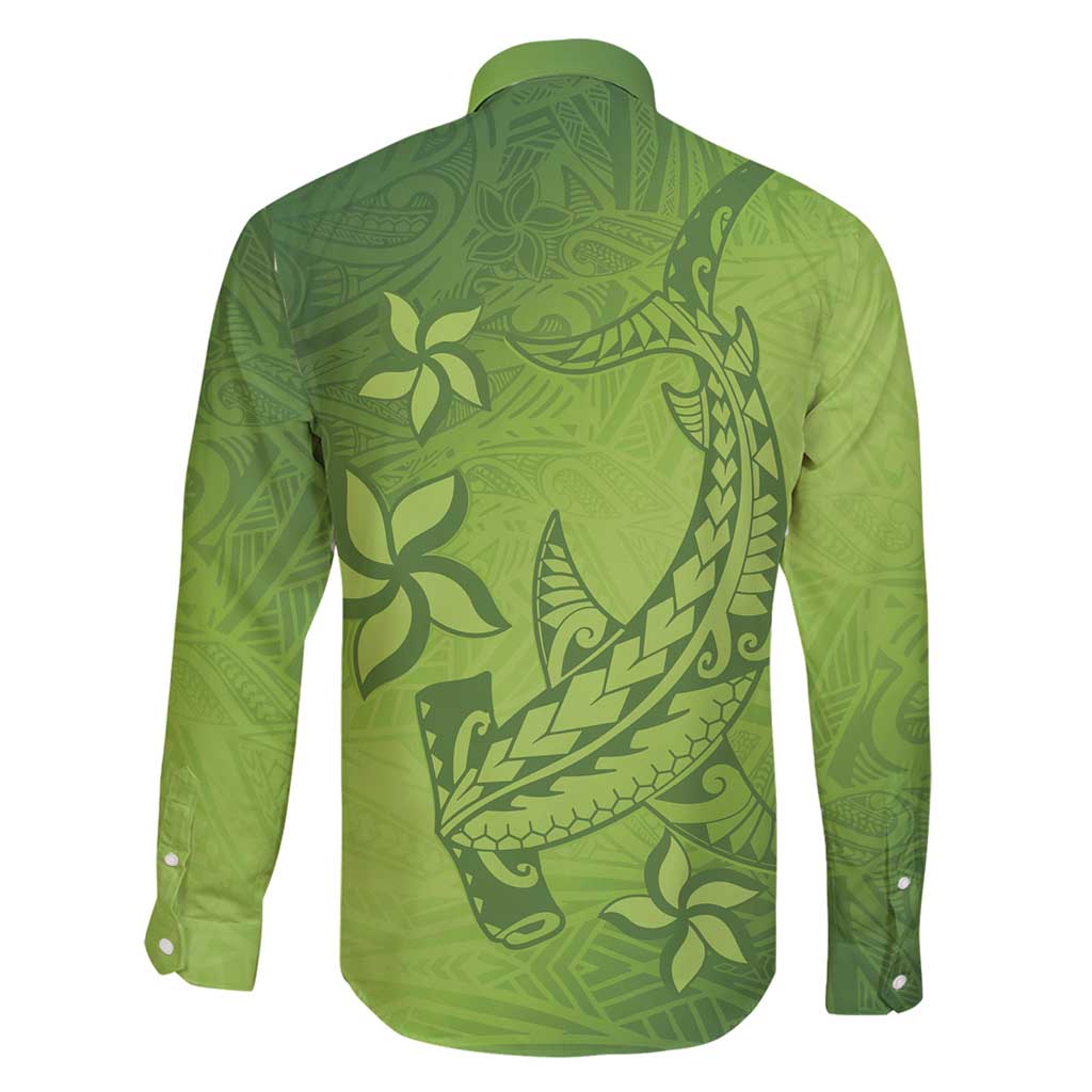 Green Gradient Polynesia Family Matching Tank Maxi Dress and Hawaiian Shirt Hawaiian Tribal Hammerhead Shark Tattoo LT14 - Polynesian Pride