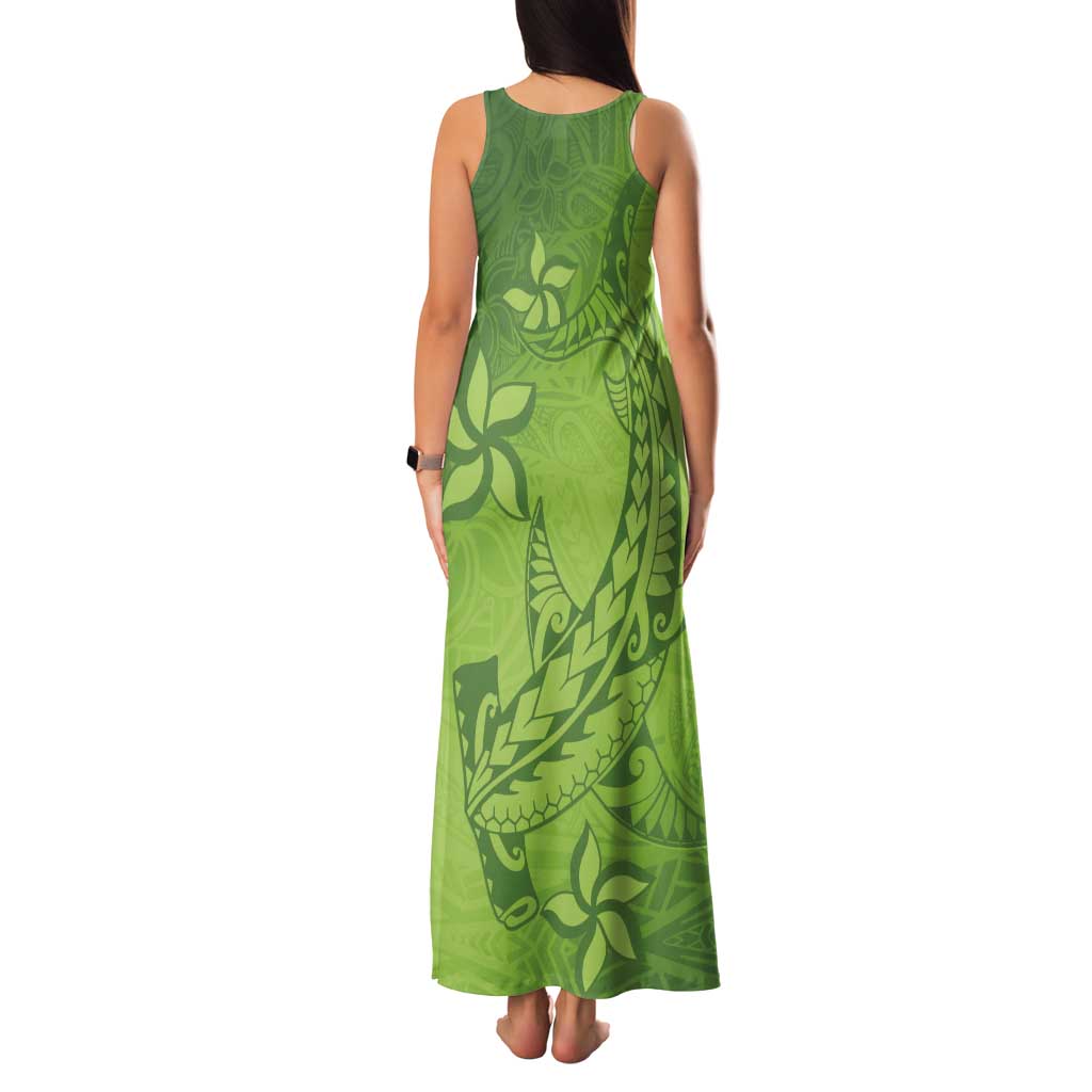 Green Gradient Polynesia Family Matching Tank Maxi Dress and Hawaiian Shirt Hawaiian Tribal Hammerhead Shark Tattoo LT14 - Polynesian Pride