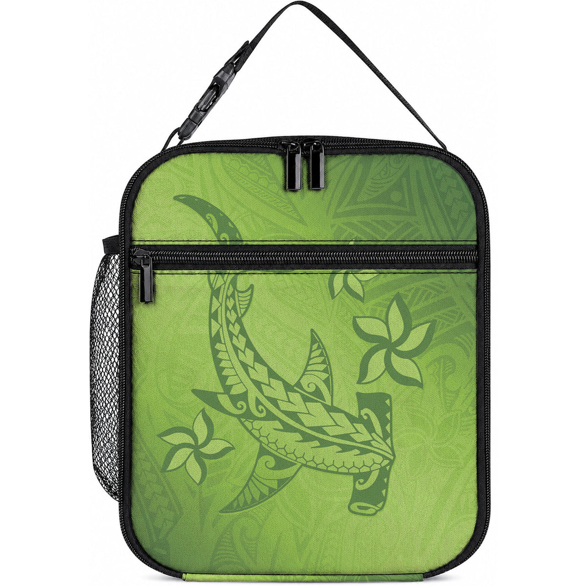 Green Gradient Polynesia Lunch Bag Hawaiian Tribal Hammerhead Shark Tattoo
