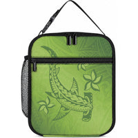 Green Gradient Polynesia Lunch Bag Hawaiian Tribal Hammerhead Shark Tattoo
