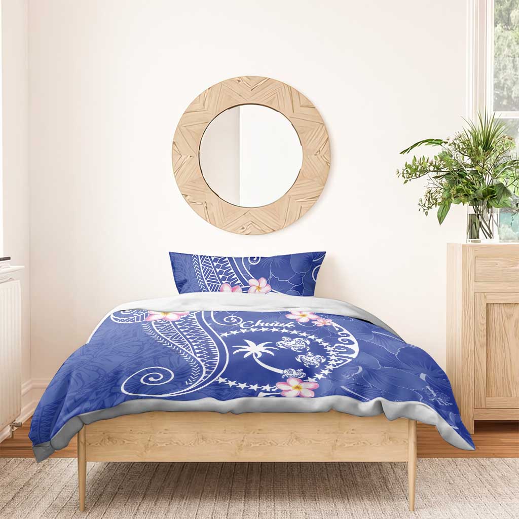 FSM Chuuk Constitution Day Bedding Set Frangipani Flowers Polynesian Curves Style