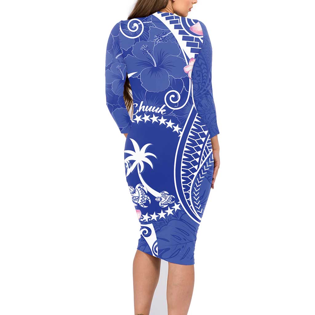 FSM Chuuk Constitution Day Family Matching Long Sleeve Bodycon Dress and Hawaiian Shirt Frangipani Flowers Polynesian Curves Style LT14 - Polynesian Pride