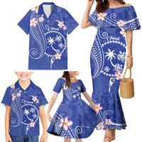 FSM Chuuk Constitution Day Family Matching Mermaid Dress and Hawaiian Shirt Frangipani Flowers Polynesian Curves Style LT14 - Polynesian Pride