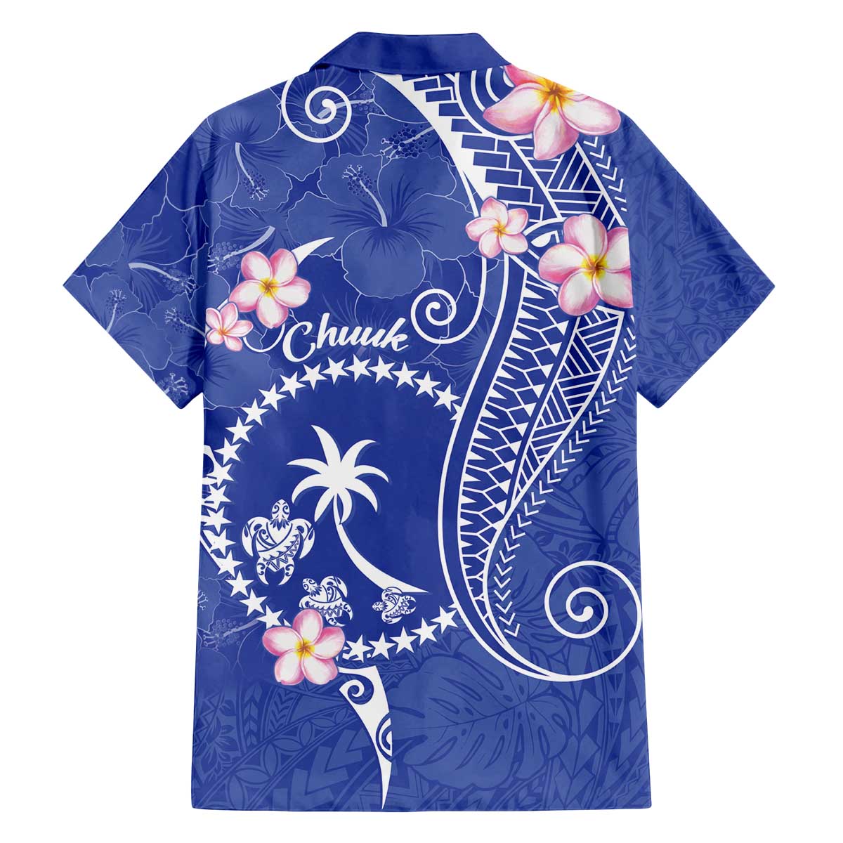 FSM Chuuk Constitution Day Family Matching Off The Shoulder Long Sleeve Dress and Hawaiian Shirt Frangipani Flowers Polynesian Curves Style LT14 - Polynesian Pride