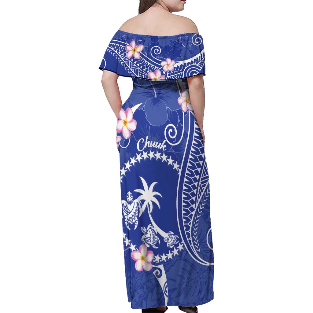FSM Chuuk Constitution Day Family Matching Off Shoulder Maxi Dress and Hawaiian Shirt Frangipani Flowers Polynesian Curves Style LT14 - Polynesian Pride