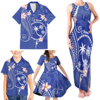 FSM Chuuk Constitution Day Family Matching Tank Maxi Dress and Hawaiian Shirt Frangipani Flowers Polynesian Curves Style LT14 - Polynesian Pride