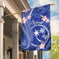 FSM Chuuk Constitution Day Garden Flag Frangipani Flowers Polynesian Curves Style LT14 House Flag Blue - Polynesian Pride