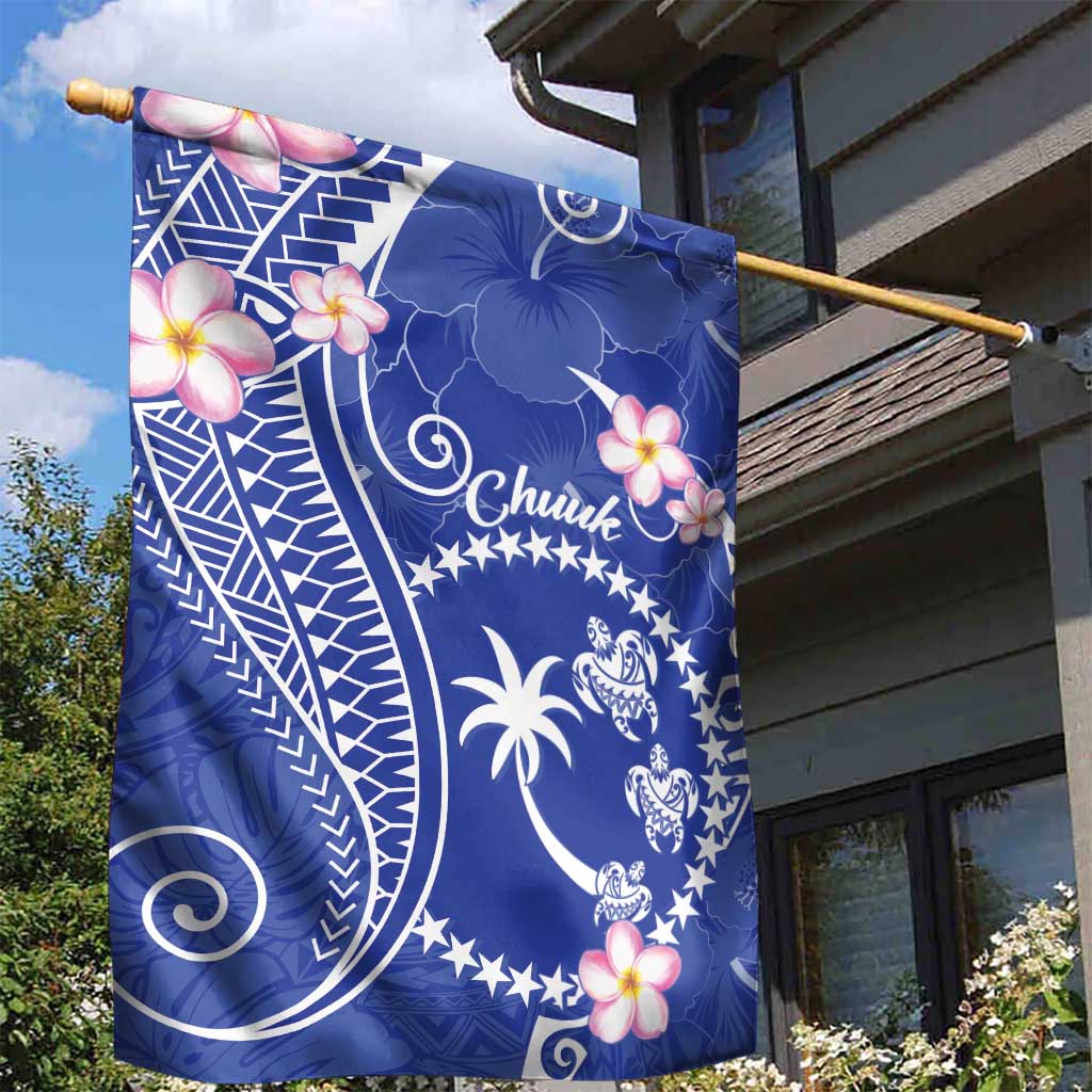 FSM Chuuk Constitution Day Garden Flag Frangipani Flowers Polynesian Curves Style LT14 - Polynesian Pride