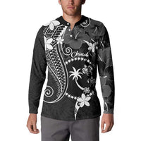 FSM Chuuk Button Sweatshirt Turtle Tropical Flowers Polynesian - Black LT14 - Polynesian Pride