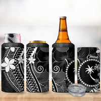 FSM Chuuk 4 in 1 Can Cooler Tumbler Turtle Tropical Flowers Polynesian - Black LT14 - Polynesian Pride