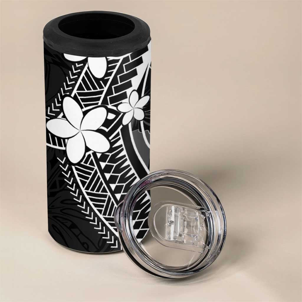 FSM Chuuk 4 in 1 Can Cooler Tumbler Turtle Tropical Flowers Polynesian - Black LT14 - Polynesian Pride