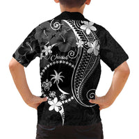 FSM Chuuk Family Matching Long Sleeve Bodycon Dress and Hawaiian Shirt Turtle Tropical Flowers Polynesian - Black LT14 - Polynesian Pride