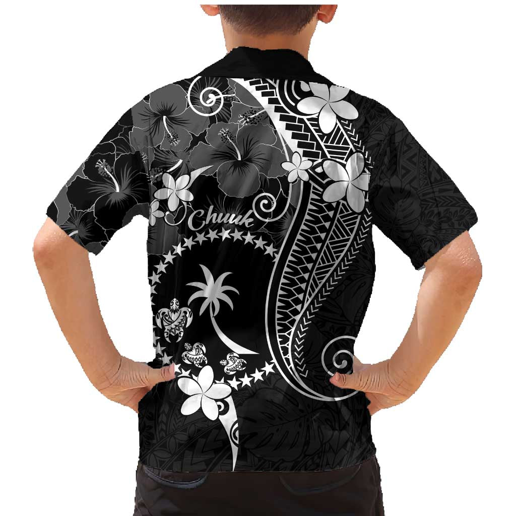FSM Chuuk Family Matching Mermaid Dress and Hawaiian Shirt Turtle Tropical Flowers Polynesian - Black LT14 - Polynesian Pride