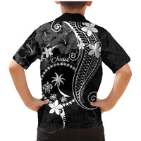 FSM Chuuk Family Matching Mermaid Dress and Hawaiian Shirt Turtle Tropical Flowers Polynesian - Black LT14 - Polynesian Pride