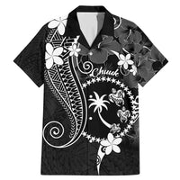 FSM Chuuk Family Matching Mermaid Dress and Hawaiian Shirt Turtle Tropical Flowers Polynesian - Black LT14 Dad's Shirt - Short Sleeve Black - Polynesian Pride