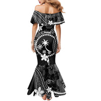 FSM Chuuk Family Matching Mermaid Dress and Hawaiian Shirt Turtle Tropical Flowers Polynesian - Black LT14 - Polynesian Pride