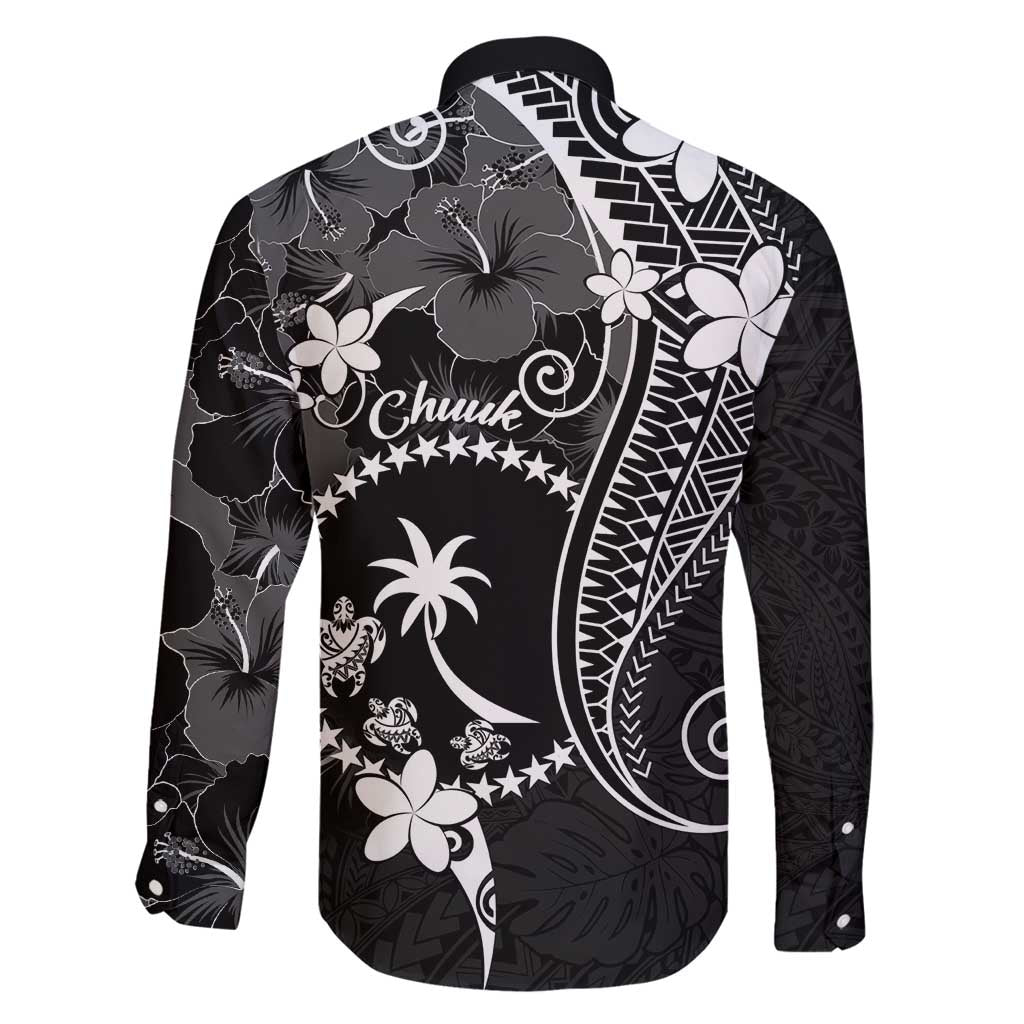 FSM Chuuk Family Matching Off Shoulder Maxi Dress and Hawaiian Shirt Turtle Tropical Flowers Polynesian - Black LT14 - Polynesian Pride