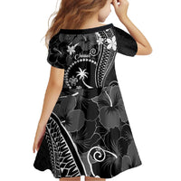 FSM Chuuk Family Matching Summer Maxi Dress and Hawaiian Shirt Turtle Tropical Flowers Polynesian - Black LT14 - Polynesian Pride