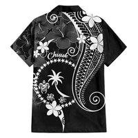 FSM Chuuk Family Matching Summer Maxi Dress and Hawaiian Shirt Turtle Tropical Flowers Polynesian - Black LT14 - Polynesian Pride