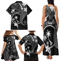 FSM Chuuk Family Matching Tank Maxi Dress and Hawaiian Shirt Turtle Tropical Flowers Polynesian - Black LT14 - Polynesian Pride