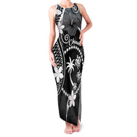 FSM Chuuk Family Matching Tank Maxi Dress and Hawaiian Shirt Turtle Tropical Flowers Polynesian - Black LT14 Mom's Dress Black - Polynesian Pride