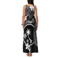FSM Chuuk Family Matching Tank Maxi Dress and Hawaiian Shirt Turtle Tropical Flowers Polynesian - Black LT14 - Polynesian Pride