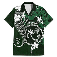 FSM Chuuk Family Matching Mermaid Dress and Hawaiian Shirt Turtle Tropical Flowers Polynesian - Green LT14 Dad's Shirt - Short Sleeve Green - Polynesian Pride