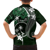 FSM Chuuk Family Matching Off Shoulder Maxi Dress and Hawaiian Shirt Turtle Tropical Flowers Polynesian - Green LT14 - Polynesian Pride