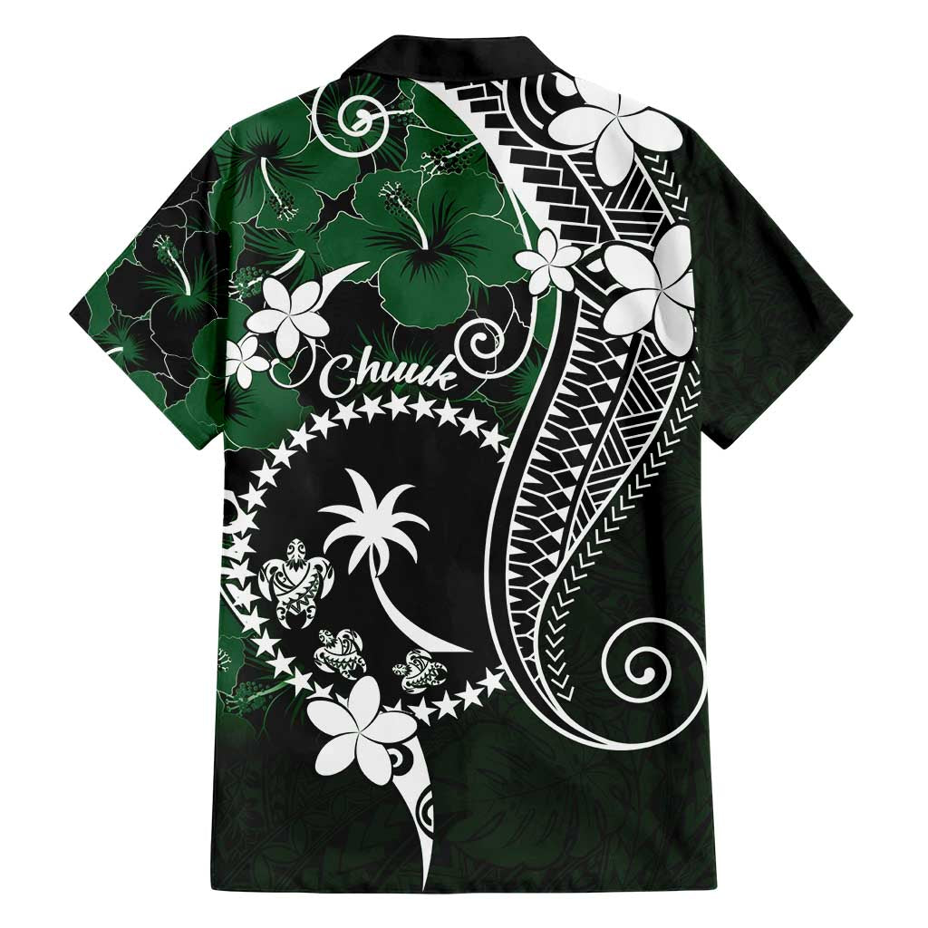 FSM Chuuk Family Matching Off Shoulder Maxi Dress and Hawaiian Shirt Turtle Tropical Flowers Polynesian - Green LT14 - Polynesian Pride