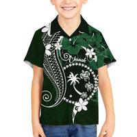 FSM Chuuk Family Matching Puletasi and Hawaiian Shirt Turtle Tropical Flowers Polynesian - Green