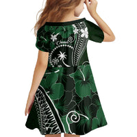 FSM Chuuk Family Matching Short Sleeve Bodycon Dress and Hawaiian Shirt Turtle Tropical Flowers Polynesian - Green LT14 - Polynesian Pride
