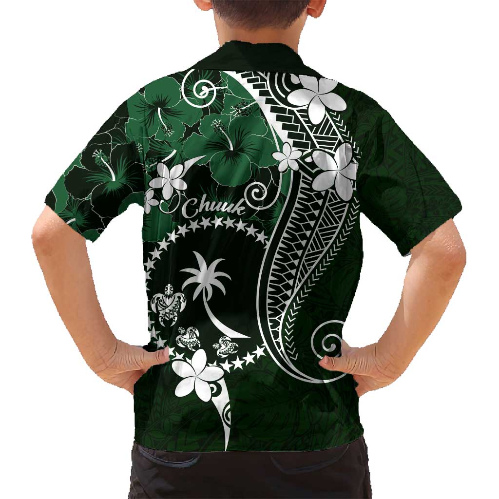 FSM Chuuk Family Matching Summer Maxi Dress and Hawaiian Shirt Turtle Tropical Flowers Polynesian - Green LT14 - Polynesian Pride