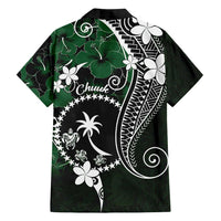 FSM Chuuk Family Matching Tank Maxi Dress and Hawaiian Shirt Turtle Tropical Flowers Polynesian - Green LT14 - Polynesian Pride