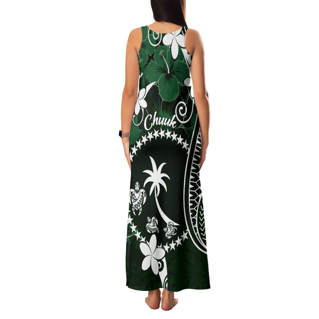 FSM Chuuk Family Matching Tank Maxi Dress and Hawaiian Shirt Turtle Tropical Flowers Polynesian - Green LT14 - Polynesian Pride