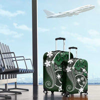 FSM Chuuk Luggage Cover Turtle Tropical Flowers Polynesian - Green