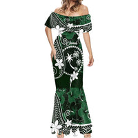 FSM Chuuk Mermaid Dress Turtle Tropical Flowers Polynesian - Green LT14 - Polynesian Pride