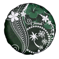 FSM Chuuk Spare Tire Cover Turtle Tropical Flowers Polynesian - Green LT14 - Polynesian Pride