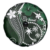 FSM Chuuk Spare Tire Cover Turtle Tropical Flowers Polynesian - Green LT14 - Polynesian Pride