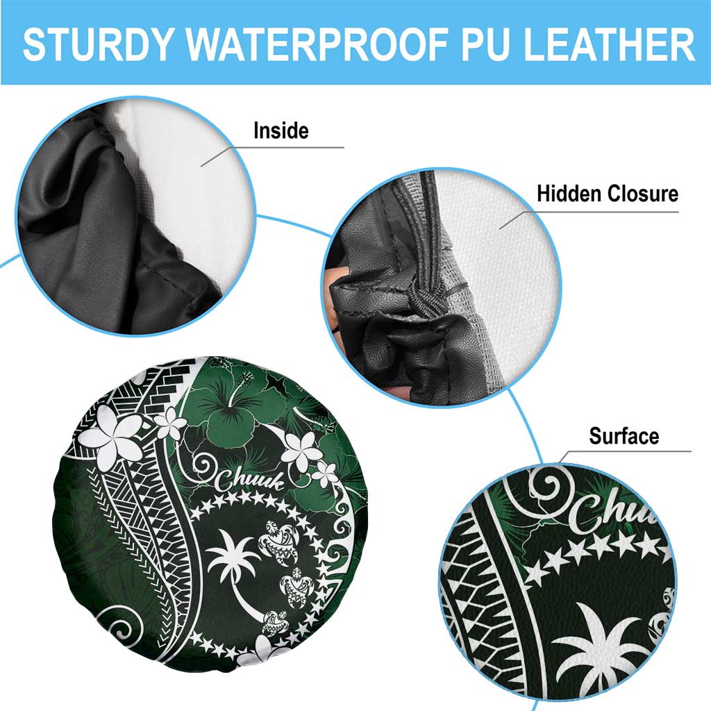 FSM Chuuk Spare Tire Cover Turtle Tropical Flowers Polynesian - Green LT14 - Polynesian Pride