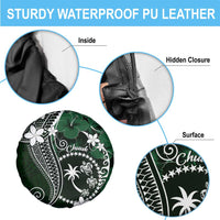 FSM Chuuk Spare Tire Cover Turtle Tropical Flowers Polynesian - Green LT14 - Polynesian Pride