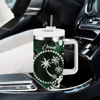 FSM Chuuk Tumbler With Handle Turtle Tropical Flowers Polynesian - Green
