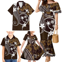 FSM Chuuk Family Matching Mermaid Dress and Hawaiian Shirt Turtle Tropical Flowers Polynesian - Brown LT14 - Polynesian Pride
