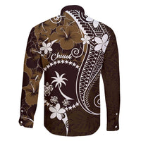 FSM Chuuk Family Matching Mermaid Dress and Hawaiian Shirt Turtle Tropical Flowers Polynesian - Brown LT14 - Polynesian Pride