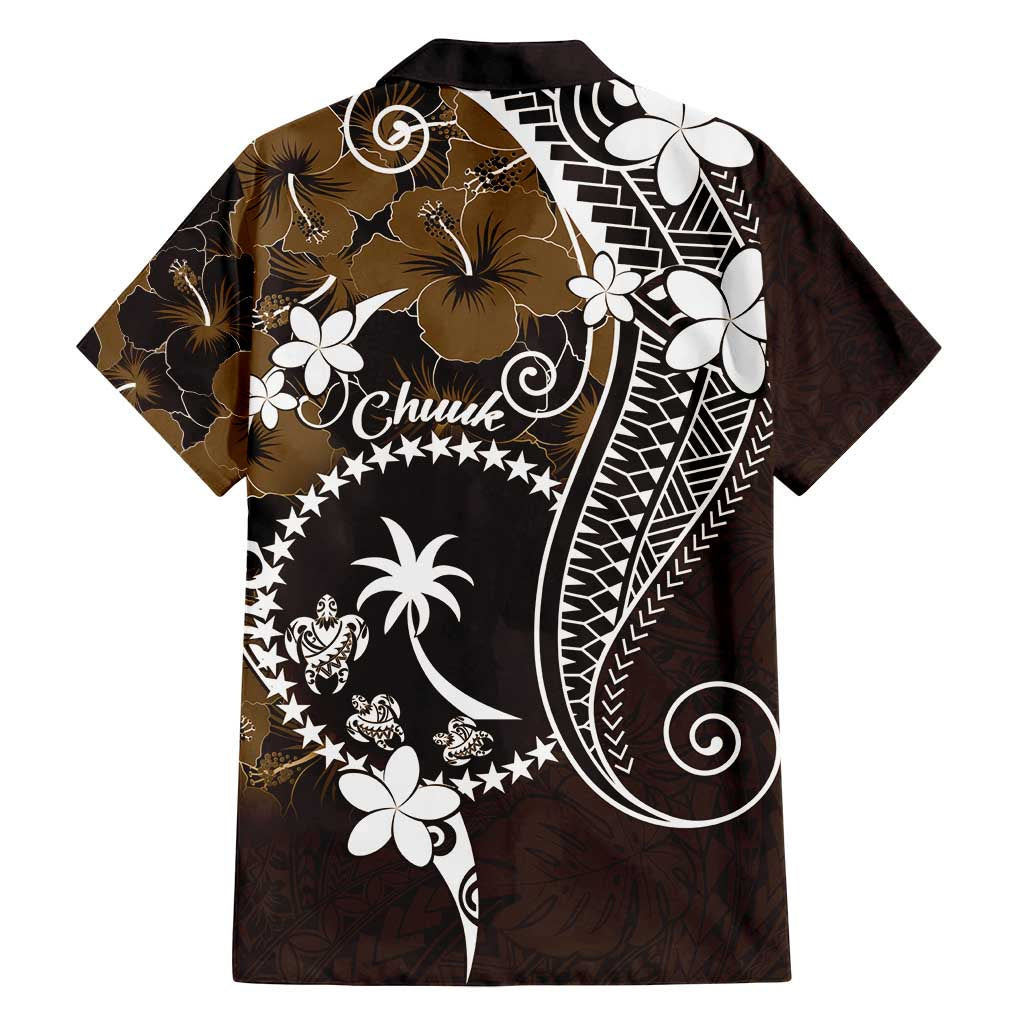 FSM Chuuk Family Matching Off Shoulder Maxi Dress and Hawaiian Shirt Turtle Tropical Flowers Polynesian - Brown LT14 - Polynesian Pride