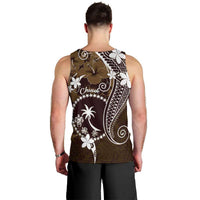 FSM Chuuk Men Tank Top Turtle Tropical Flowers Polynesian - Brown