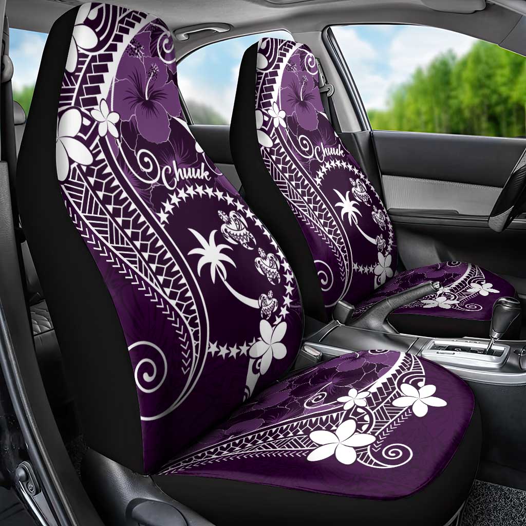 FSM Chuuk Car Seat Cover Turtle Tropical Flowers Polynesian - Purple LT14 - Polynesian Pride