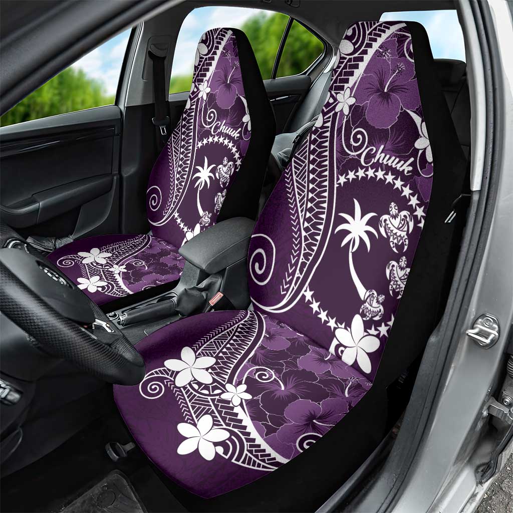 FSM Chuuk Car Seat Cover Turtle Tropical Flowers Polynesian - Purple LT14 - Polynesian Pride