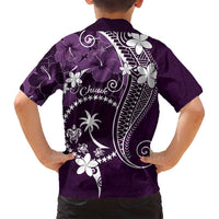 FSM Chuuk Family Matching Long Sleeve Bodycon Dress and Hawaiian Shirt Turtle Tropical Flowers Polynesian - Purple LT14 - Polynesian Pride